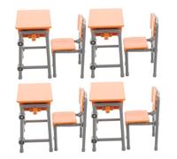 TOYANDONA 4sets Mini Scrivania e Sedia Per Bambole Di Accessori Per Dollhouse Arredamento Miniatura Per Decorazioni Di Classi e Scuole Design Dettagliato e Robusto