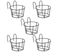 TOYANDONA 5 Pezzi Supporto Sospeso Rotondo per Vasi 8, 7x6, 3x5, 9 Pollici | Balcone e Ringhiera, Nero, Bordi Arrotondati e Finitura Lucida, Struttura Rinforzata per Esterni