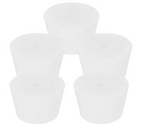 TOYANDONA 5 Pezzi Tappo in Silicone Bianco per Bottiglie e Provette da Laboratorio, Tappo Riutilizzabile con Foro, Facile da Pulire e Mantiene la Freschezza