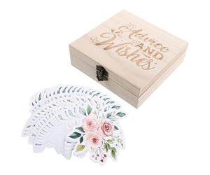 TOYANDONA 50 Schede di Consigli e Previsioni con Biglietti per Shower e Scatola Ricordo in Legno, Set Interattivo di Biglietti di Auguri per Giochi Shower, Idea Regalo per Genitori