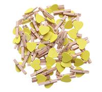 TOYANDONA 50pcs Mini Mollette Legno del Fumetto Amore Cuore di Fissaggio per Foto Carta Pittura Decorazione della Festa (Giallo)