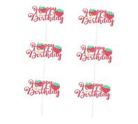 TOYANDONA 6 Decorazione Per Torta Alla Fragola Topper Per Stamina Torta Cake Topper Per Feste Estive Raccolte Compleanno Arredamento Da Alla Fragola Rosso Legno