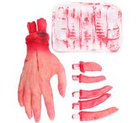 TOYANDONA 6 Pezzi Decorazioni Halloween Organi Umani Realistici Cuore e Dita Mozzate Simulate Atmosfera Horror per Festa e Casa Infestata Materiale Resistente