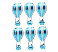 TOYANDONA 6 Pezzi Palloncini Mongolfiera in Foglio di Alluminio Tridimensionali, Decorazioni per Feste di Compleanno e Aule, Colore Blu, Resistenti e Facili da Gonfiare per Eventi Festivi