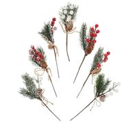 TOYANDONA 7 Pezzi Rami di Pino Artificiali Natalizi con Bacche Rosse e | Decorazione per Celebrazioni e Festa di Natale, Leggeri, Riutilizzabili, Stile Invernale