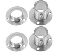 TOYANDONA Acciaio Inox Supporto per Asta Armadio Argento 4 Pezzi, 25mm | Base Robusta, Installazione Semplice, Presa Salda, per Asta da 25mm, Colore Argento