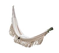 TOYANDONA Amaca Doppia da Giardino in Canvas Beige per Campeggio e Viaggio | Nappe Decorative, Comoda e Facile da Trasportare, Uso Esterno, Relax per Due Persone