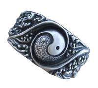 TOYANDONA Anello Uomo Rame Taoismo Design Cinese Elegante Anello Statement Unisex Accessorio Tradizionale Feng Shui