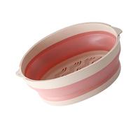 TOYANDONA Bacinella Scolapiatti Pieghevole Grande in PP Resistente al Calore Contenitore Doppio per Frutta e Ortaggi Organizzatore per Cucina e Bagno Lavello Multiuso Rosa