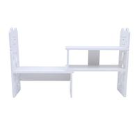 TOYANDONA Bianca Libreria da Tavolo in PVC Piccola per Scrivania e Libri | Design Moderno ed Elegante, Segmentazione del Piano, per Angoli, Cameretta e Lettura Domestica