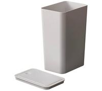 TOYANDONA Bianco Cestino con Coperchio Quadrato in Plastica Spazzatura | Stile Rustico e Moderno, per Ufficio o Altra Stanza, Uso Quotidiano, Struttura Compatta e Duratura