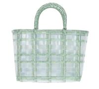 TOYANDONA Borsa a Mano Intrecciata Jelly Bag in Plastica Verde | 1 Pezzo Manico, Effetto Hand-knitted e Capienza Ampia, Formato Pratico per Verdure e Uso Quotidiano