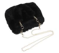 TOYANDONA Borsa di Peluche Morbida Tracolla e Catena, Colore Nero, per Donna e Uso Serale