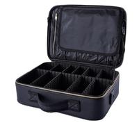 TOYANDONA Borsa per Trucco Portatile Oxford Griglie Divisorie Custodia per Cosmetici da Viaggio Compatta 34X24X11 CM Borsa da Donna Resistente e Agganciabile al Trolley per Viaggi e