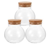 TOYANDONA Bottiglie in Vetro Trasparente 3 Pezzi Barattoli Ermetici e Tappo Sughero per Micro Paesaggi e Vasi Sferici Decorativi per Casa e Ufficio