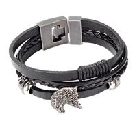 TOYANDONA Bracciale da Uomo Nero Testa di Aquila, Stile Creativo alla Moda, Multi-strato in Lega e Pelle, per Occasioni Speciali e Vita Quotidiana
