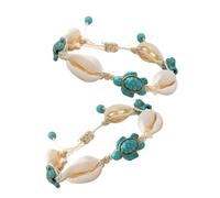 TOYANDONA Braccialetti Conchiglie Tartaruga 2 Pezzi Braccialetto Souvenir Estivo Stile Boho Versatile da Polso e Caviglia Gioielli da Spiaggia per Donne Accessori Vacanze Mare