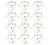 TOYANDONA Braccialetti Rosario Mini per Prima Comunione e Battesimo, 12 Set con Perline a Forma di Croce e Cerchio Pieno, Lega Resistente e Offerta Spirituale per Preghiera