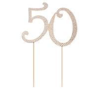 TOYANDONA Cake Topper Oro Strass 50 per Decorazione della Torta di Compleanno o Anniversario di Matrimonio