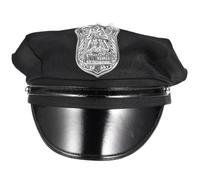 TOYANDONA Cappello Poliziotto Nero in Pu e Tessuto per Uomo e Donna, Accessorio Decorativo per Costumi di Polizia, per Spettacoli e Feste di Compleanno