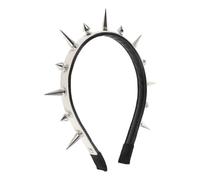 TOYANDONA Cerchietto Punk Rivetti Largo per Festa e Rock | Stile Oscuro e Retrò, Lega di Zinco e Pelle Pu, Bianco, Elastico Antiscivolo e Confortevole