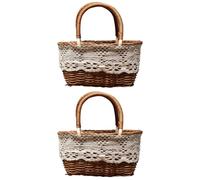 TOYANDONA Cesto di Fiori Intrecciato 2 Pezzi Cestino di Rattan Cestino Intrecciato Cestini Decorazioni per La Casa Decorazioni per Matrimoni Cestino Rustico per Damigelle Cestino