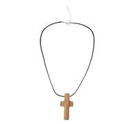 TOYANDONA Collana con croce in legno intagliata a mano, accessorio religioso per Pasqua e Natale, gioiello spirituale per la chiesa, collana ornamentale in legno per uomo e donna
