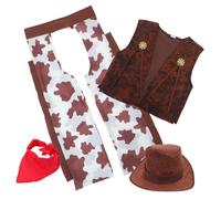 TOYANDONA Completo Gilet Bandana e Cappello per Halloween e Feste Tema Look Western Autentico per Giocattoli e Ruolo Compleanno