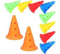 TOYANDONA Coni Allenamento Sportivo 10 Pezzi in Plastica Base Forata | Calcio e Basket, Uso Indoor e Outdoor, Impilabili, Fori per Fissaggio, per Maestri e Allenatori