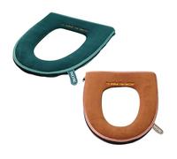 TOYANDONA Copriwater Caldo con Cerniera 2 Pezzi, Cuscino Imbottito Riutilizzabile per Bagno, Copriasse Lavabile con Manico, Adatto a Sedili Ovali, Protezione Antigelo e Colore Casuale