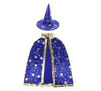 TOYANDONA Costume da Mago per Bambini, Set Mantello E Cappello da Strega per Halloween, Mantello Unisex con Motivo a Stelle per Travestimenti Eleganti per Bambini E Bambine, Halloween, Carnevale,