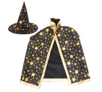 TOYANDONA Costume da Mago per Bambini, Set Mantello E Cappello da Strega per Halloween, Mantello Unisex con Motivo a Stelle, Travestimento Elegante per Bambini E Bambine per Halloween, Carnevale,