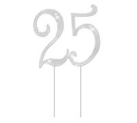 TOYANDONA Decorazioni Torta Compleanno 25 Anni, Topper Torta Argento Con Strass, Decorazione Elegante Per Feste Di Compleanno E Anniversari, Facile Da Usare, Regali Ideale