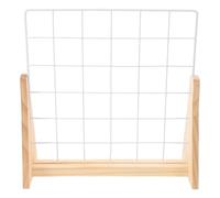 TOYANDONA Espositore per Griglia in Legno e Ferro, Bianco, Struttura Compatta, Design a Griglia Versatile, per Gioielli e Ornamenti, per Casa e Mostre d'Arte