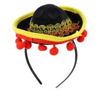 TOYANDONA Fascia per Chioma Nero Stile Messicano Mini Cappello Non Deformabile e Resistente allo Sbiadimento per Carnevale e Feste a Tema