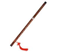 TOYANDONA Flauto di Bambù Tradizionale in Legno Rosso-bruno per Principianti con Giunto in Ottone, Inciso con Poesie Cinesi, Leggero e Portatile, Strumento Musicale Cinese per Studio