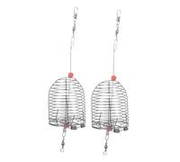 TOYANDONA Gabbia per Esche da Pesca in Acciaio Inox 304, Set 2 Pezzi da 6 Cm Coperchio a Molla, Trappola Portatile per Gamberi, Granchi e Anguille, Attrezzatura Pesca Sportiva all’Aperto