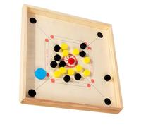 TOYANDONA Gioco da Tavolo con Superficie Liscia e Piatta Beige in Legno Portatile con Monete e Battitore, per Famiglie di Tutte le Età