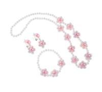 TOYANDONA Gioielli Floreali Per Bambine Con Collana Braccialetto e Orecchini Decorativi Accenti Di Perle Adatto Per Matrimoni Vacanze e Usi Quotidiani