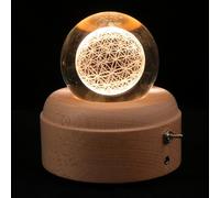 TOYANDONA Lampada Notturna LED Piccola a Sfera di Cristallo Carillon Creativo e Base in Legno, Luce di Proiezione Decorativa per Camera da Letto e Scrivania, Idea Regalo e Compleanni