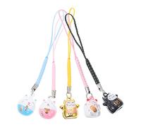 TOYANDONA Maneki Neko - Charm Cellulare Ciondolo per cellulare a forma di gatto portafortuna, in rame, 5 pezzi