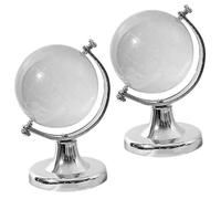 TOYANDONA Mappamondo di Cristallo Trasparente 2 Pezzi Supporto, Globo Rotante da Tavolo per Decorazione Casa, Ufficio e Regalo Creativo per Camera e Studio