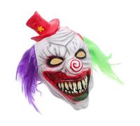 TOYANDONA Maschera Clown Terrorizzante in Lattice con Capelli Verde e Viso Sorridente e Spaventoso Accessorio Costume Halloween per Adulti per Feste in Maschera e Cosplay