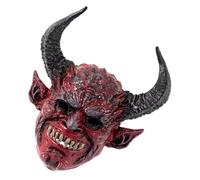 TOYANDONA Maschera del Diavolo di Halloween Corna in Schiuma Resistente, Copricapo Spaventoso a Metà Faccia Cinturino Elastico, Maschera Horror Cosplay per Feste a Tema e Eventi Cosplay