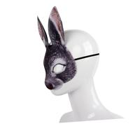 TOYANDONA Maschera di Coniglio Nera in Eva per Feste di Halloween e Pasqua, Design Creativo Orecchie, Comoda e Traspirante per Uomo e Donna