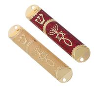 TOYANDONA Mezuzah per Porta in Metallo 2 Pezzi Rosso e Oro Rotolo di Benedizione Kosher Custodia Protettiva per Inaugurazione Casa e Arredamento Ebraico da Interno per Camera e Ingresso