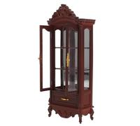 TOYANDONA Miniatura Libreria Armadio Doppia Porta in Legno per Casa delle Bambole Mobiletto Ripiani Stile Europeo Francese Mobili Miniatura Soggiorno e Studio Accessorio Vintage per Scena