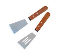 TOYANDONA Paletta da Cucina in Acciaio con Manico in Legno Paletta Forata per Frittura e Barbecue Spatola Mini per Steak Pancake e Dolci Utensile Versatile per Olio per Padella