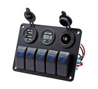TOYANDONA Pannello Combinato 5 Vie Doppia Porta USB 3.1a, Voltmetro Digitale Luce LED, Piastra di Controllo per Barche, Veicoli, Yacht e Camper