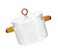 TOYANDONA Pentola in Vetro Resistente al Calor Coperchio e Doppio Manico Capacità per Cucina Domestica Adatta Bollire Noodle Zuppe e Stufati Facile da Pulire Distribuzione Uniforme del